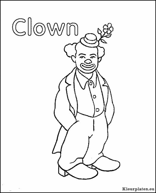 Clowns kleurplaat