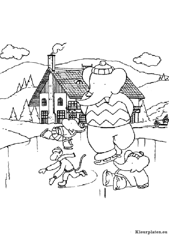 Babar de olifant kleurplaten