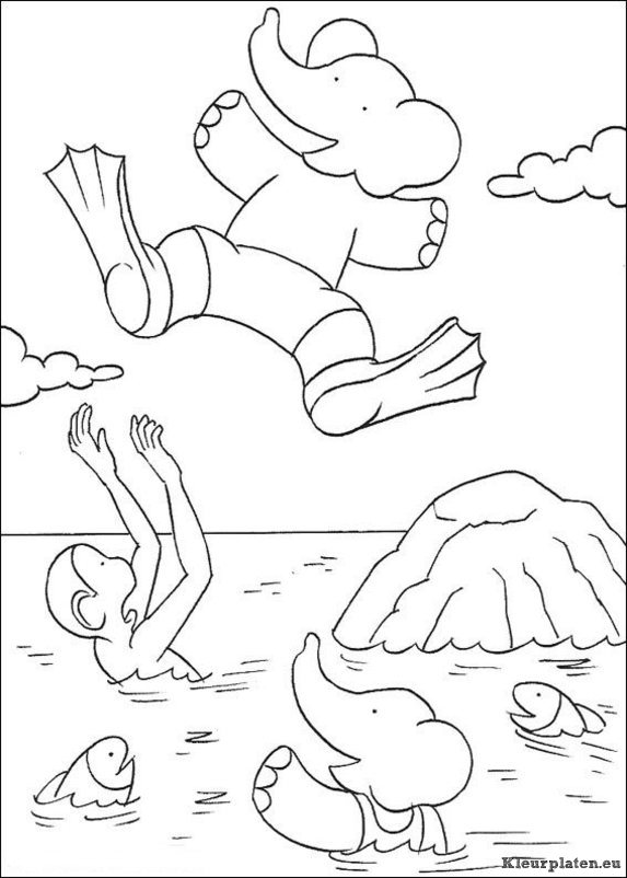 Babar de olifant kleurplaten