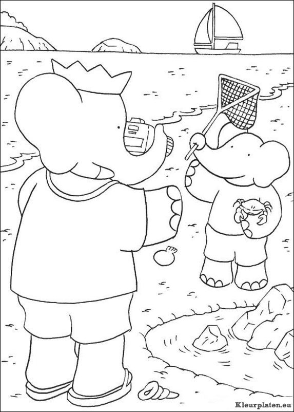 Babar de olifant kleurplaat