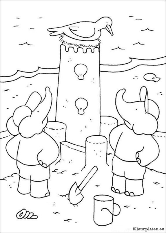 Babar de olifant kleurplaten
