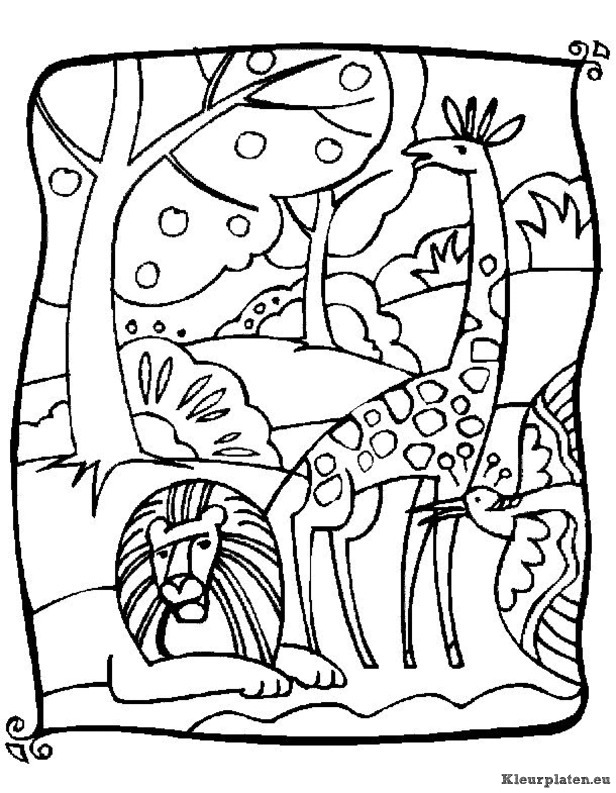 Giraffe kleurplaten