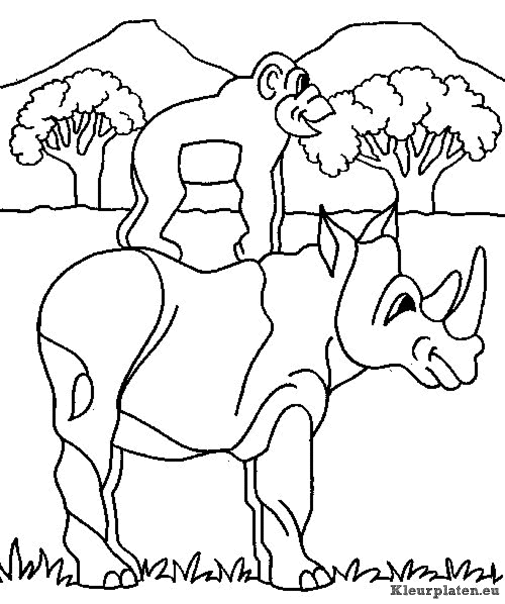 Neushoorn kleurplaten