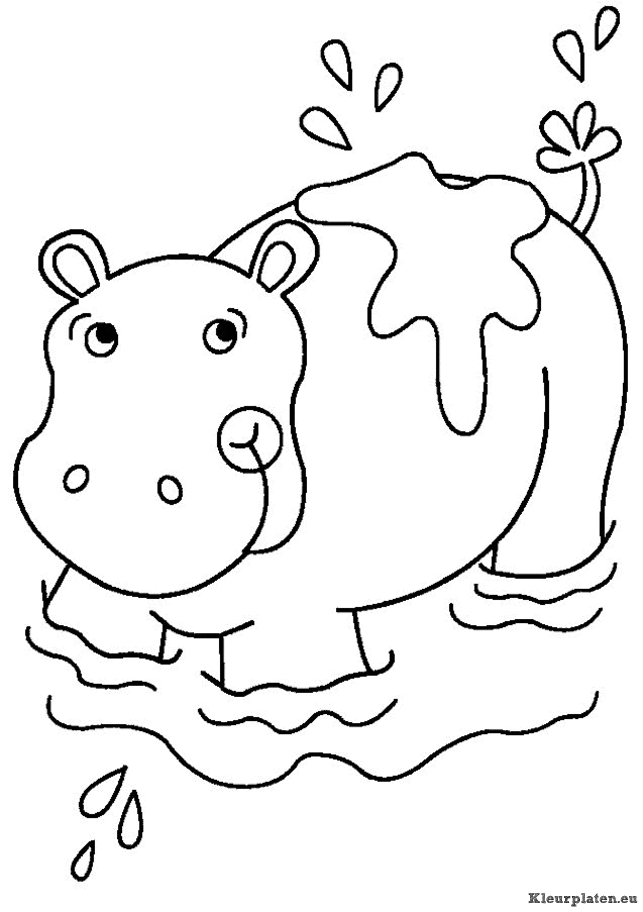 Nijlpaarden kleurplaat