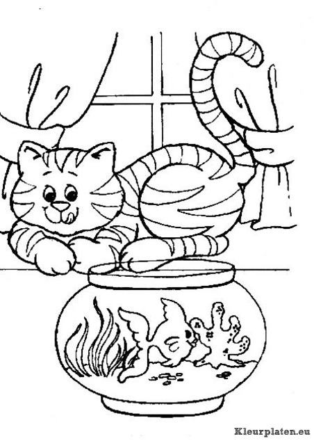 Poezen en katten kleurplaten