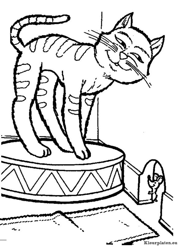 Poezen en katten kleurplaten