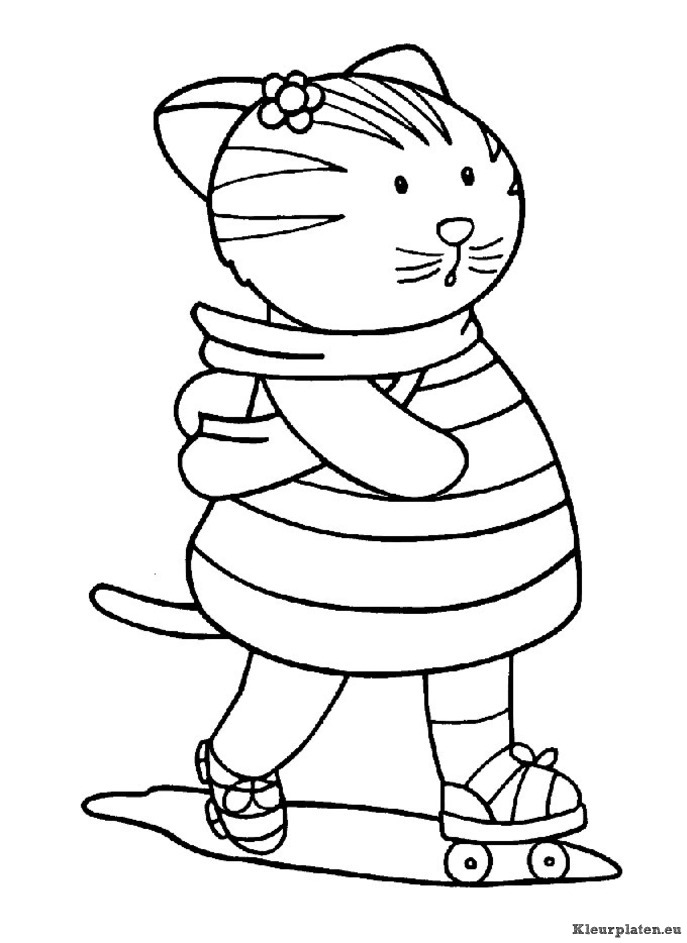 Poezen en katten kleurplaten