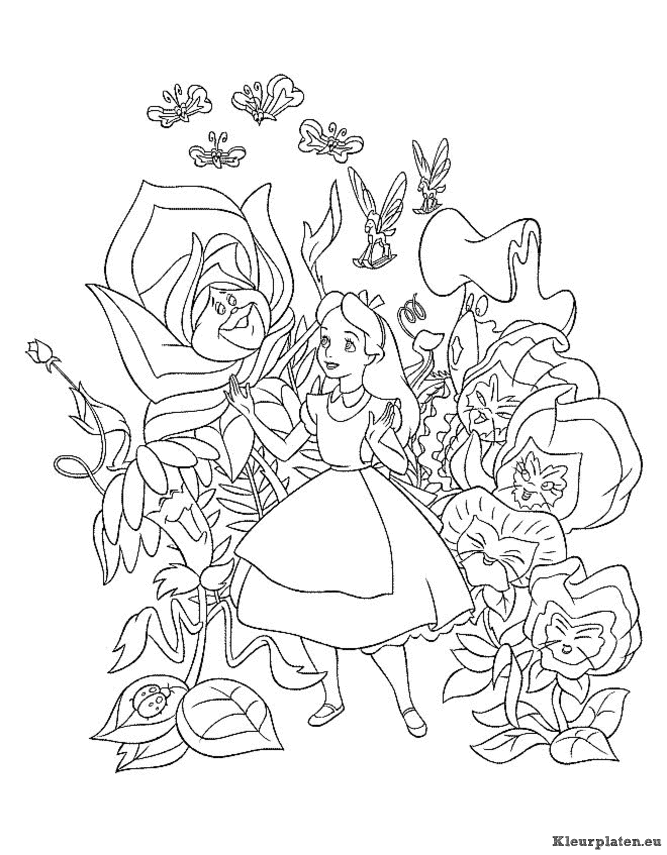 Alice In Wonderland Kleurplaten | Kleurplaten.eu, image size:667x855