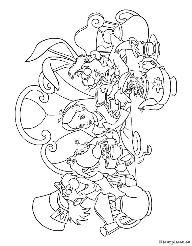 Alice in wonderland kleurplaten