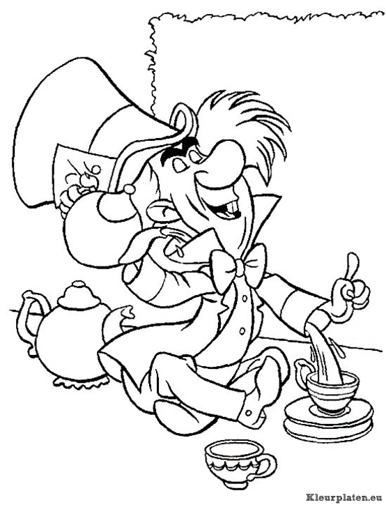 Alice in wonderland kleurplaten