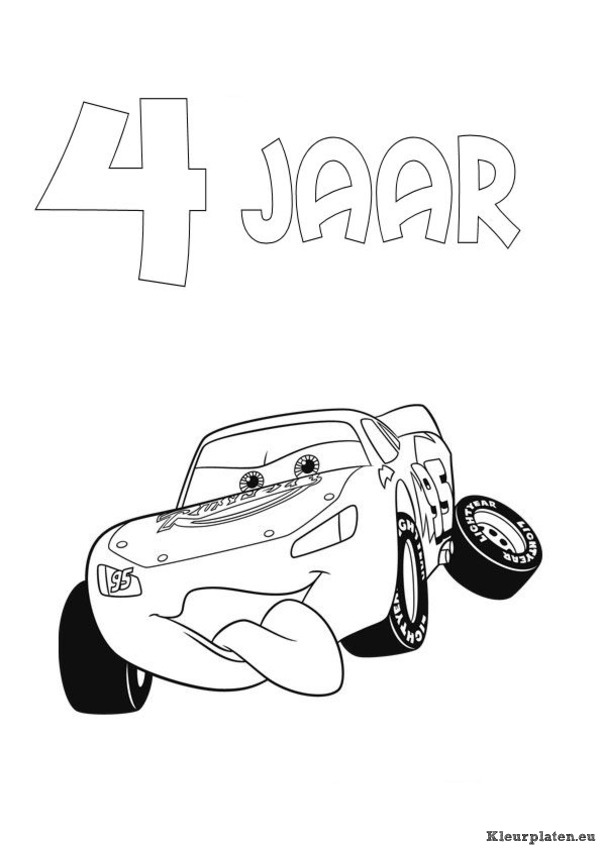 Cars verjaardag kleurplaat