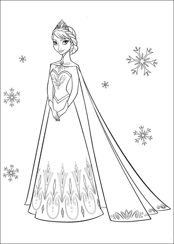 Prinses Elsa in jurk kleurplaat
