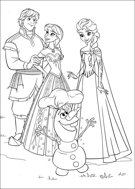 Elsa met haar familie kleurplaat