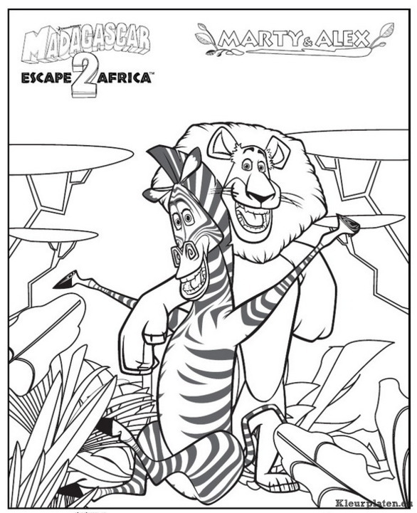 Madagascar 2 escape 2 africa kleurplaten