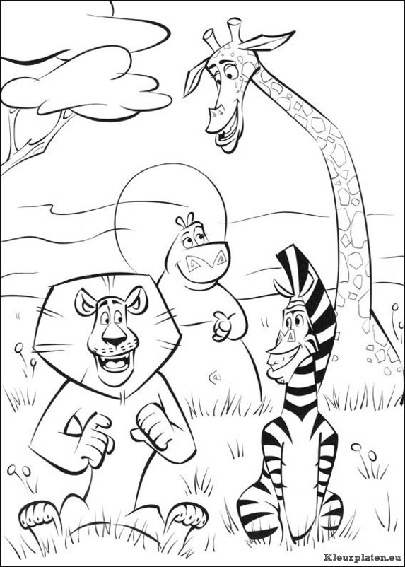 Madagascar 2 escape 2 africa kleurplaten