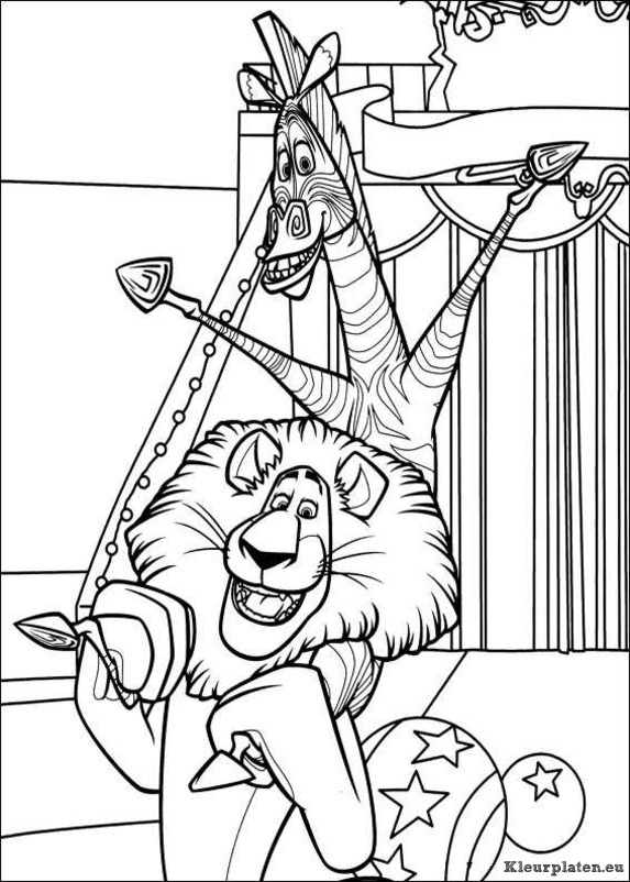 Madagascar 3 kleurplaten