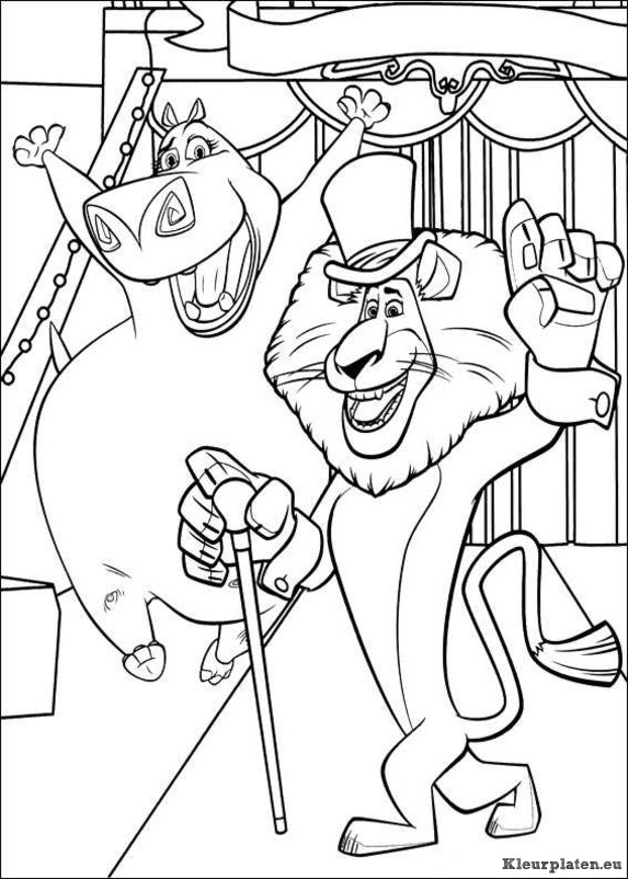 Madagascar 3 kleurplaten