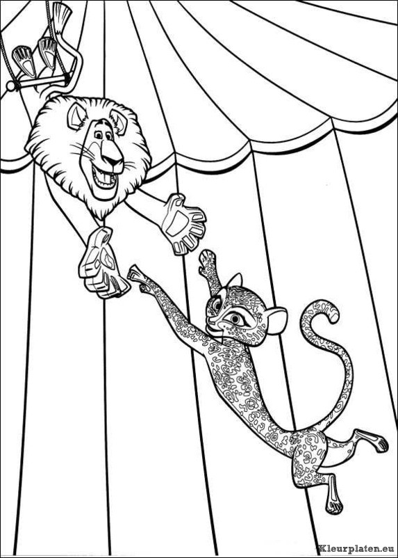 Madagascar 3 kleurplaten