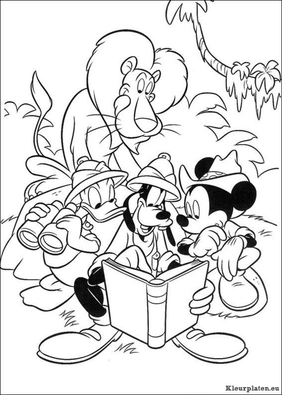 Mickey op safari kleurplaten