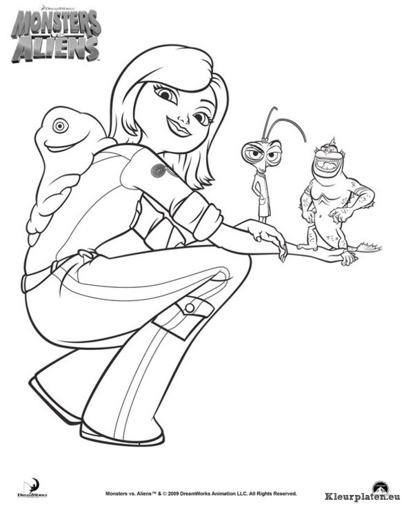 Monsters vs aliens kleurplaten