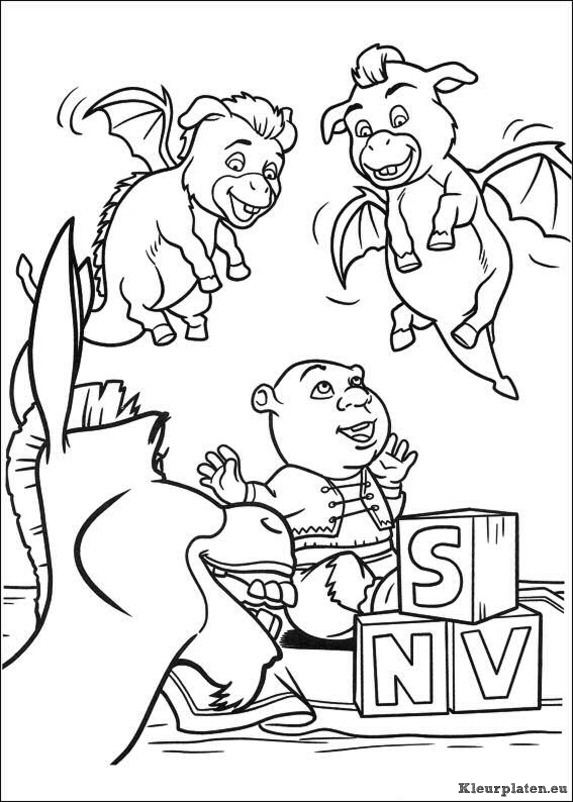 Shrek 4 voor eeuwig en altijd kleurplaten