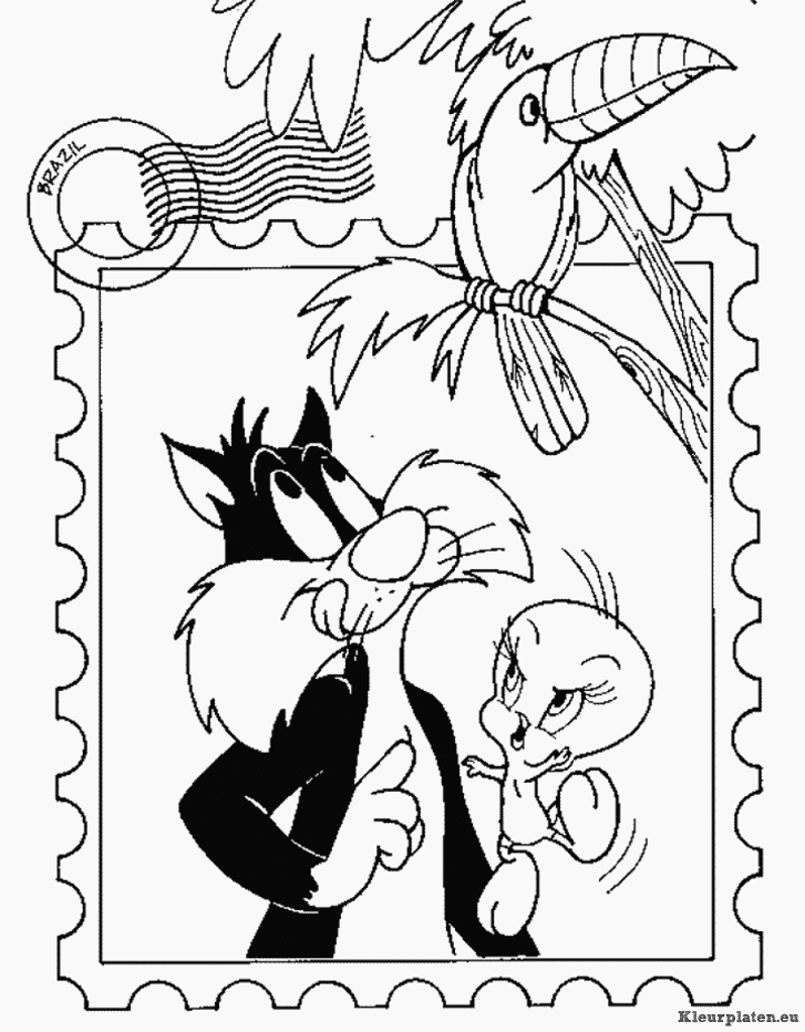 Tweety en sylvester kleurplaten