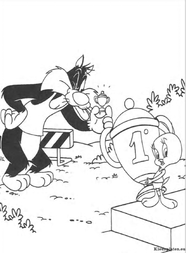 Tweety en sylvester kleurplaten