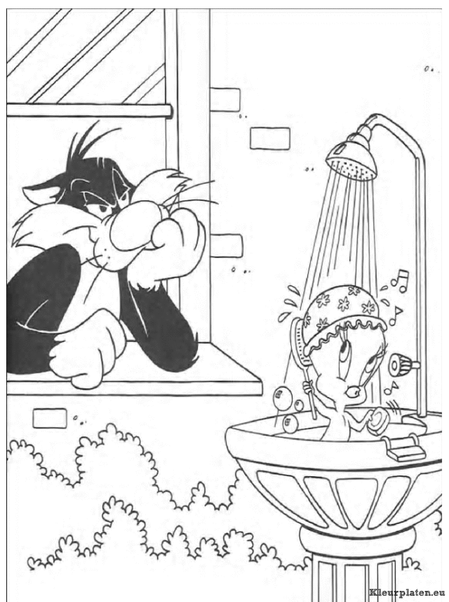 Tweety en sylvester kleurplaten