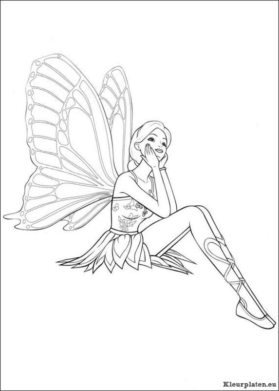 Barbie mariposa kleurplaten