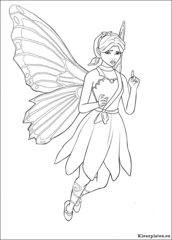 Barbie mariposa kleurplaten