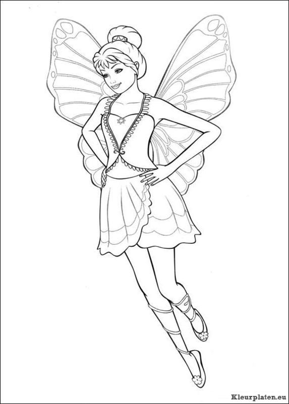 Barbie mariposa kleurplaten