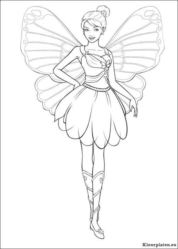 Barbie mariposa kleurplaten
