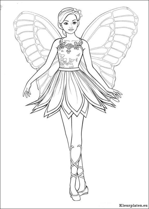 Barbie mariposa kleurplaten