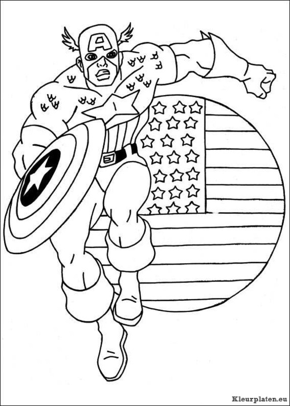 Captain america kleurplaat