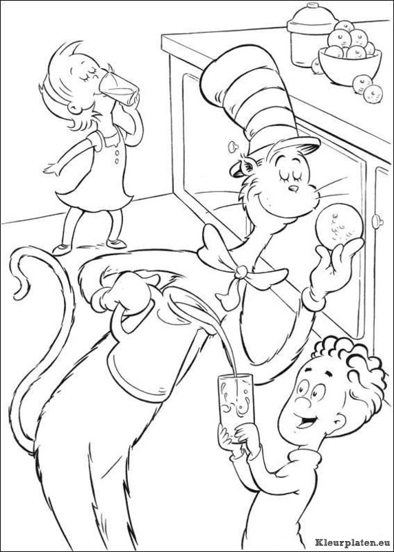Cat in the hat kleurplaten