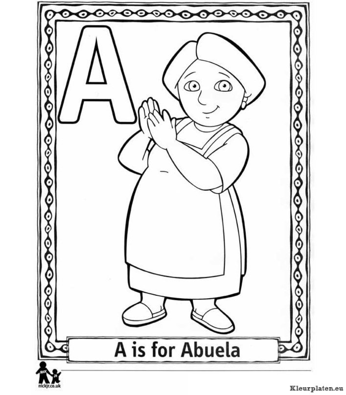 Doras alfabet kleurplaat