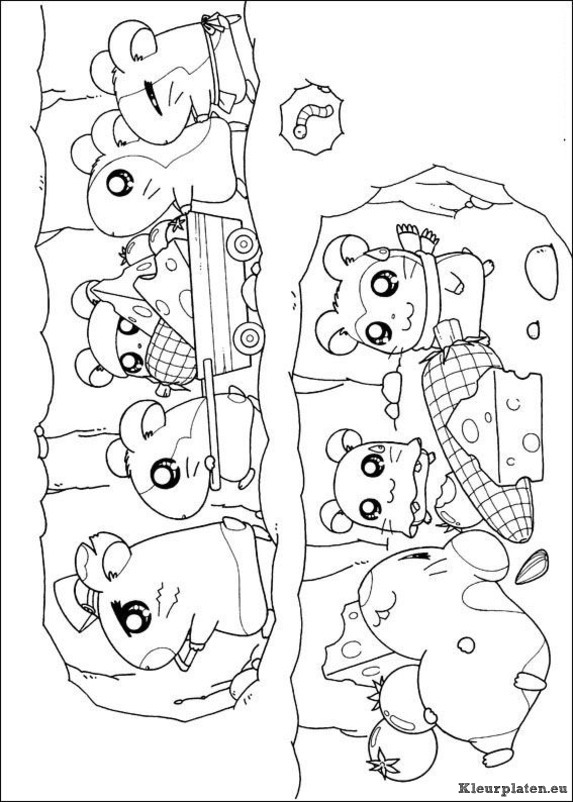 Hamtaro kleurplaten