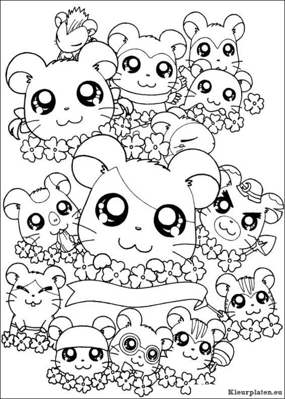 Hamtaro kleurplaten