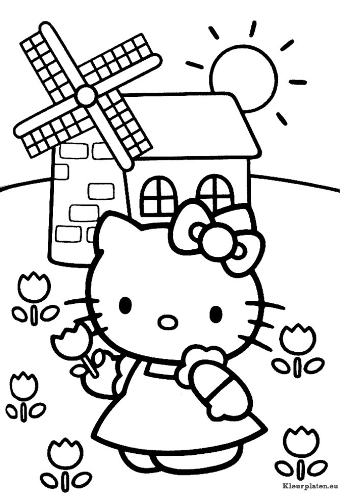 Hello kitty kleurplaat