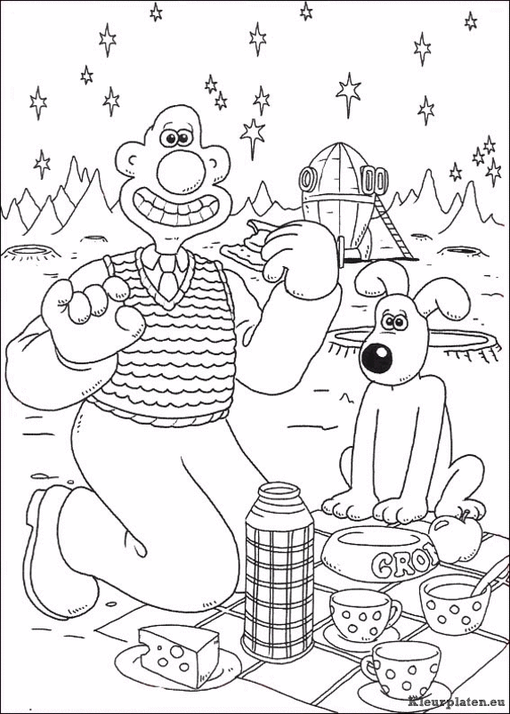 Wallace en gromit kleurplaten