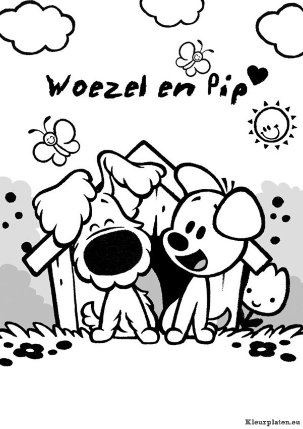 Woezel en pip kleurplaten