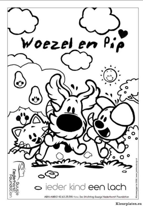 Woezel en pip kleurplaten