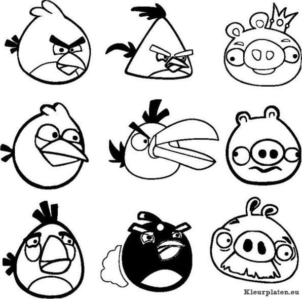 Angry birds kleurplaten