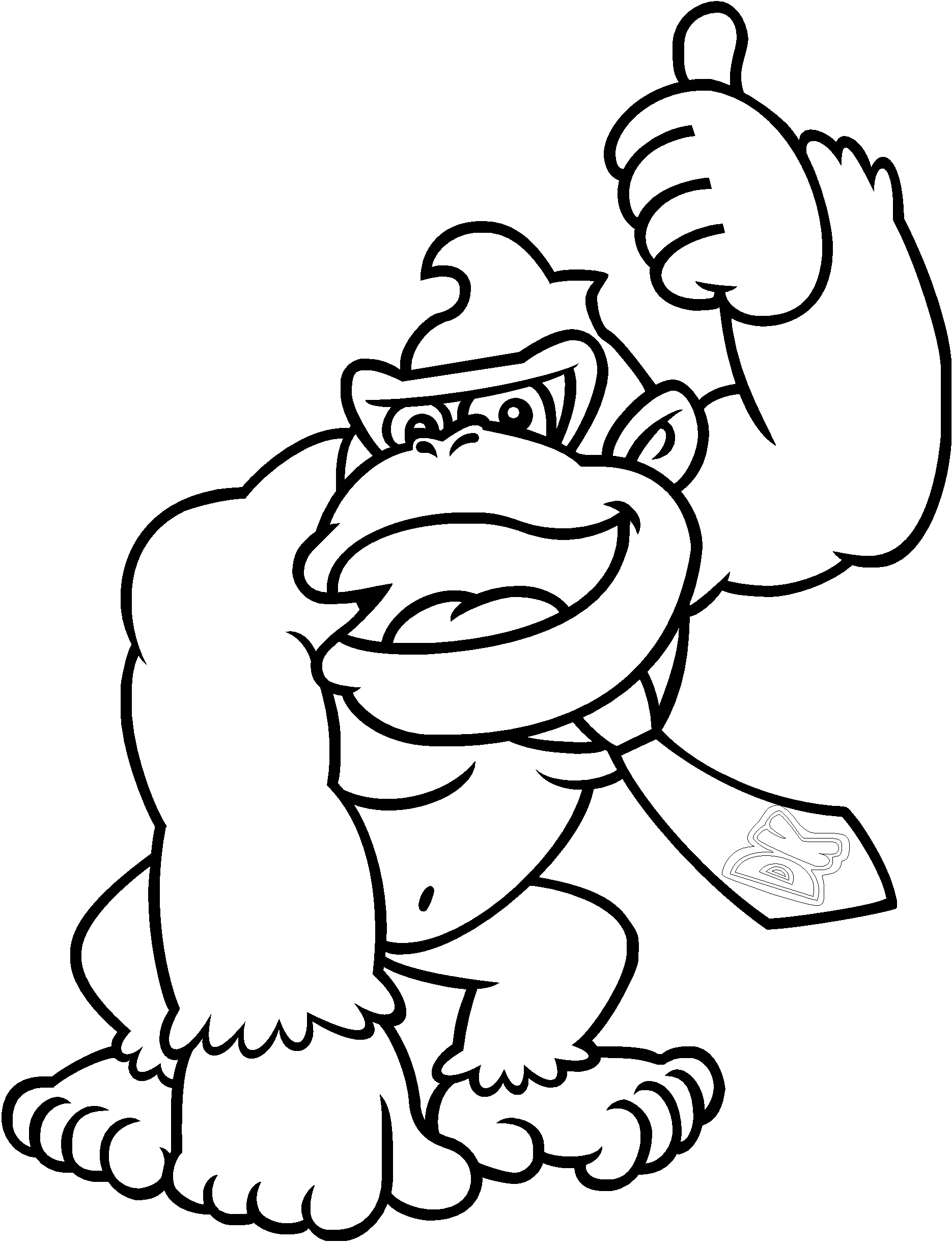 Donkey Kong duim omhoog kleurplaat