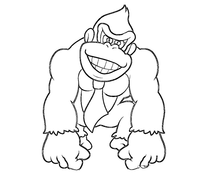 Donkey Kong lacht kleurplaat