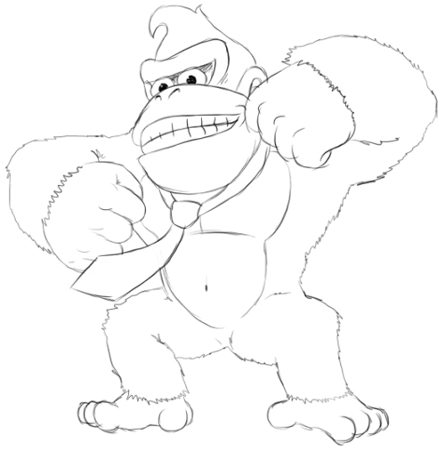 Donkey Kong slaat op zijn borst kleurplaat