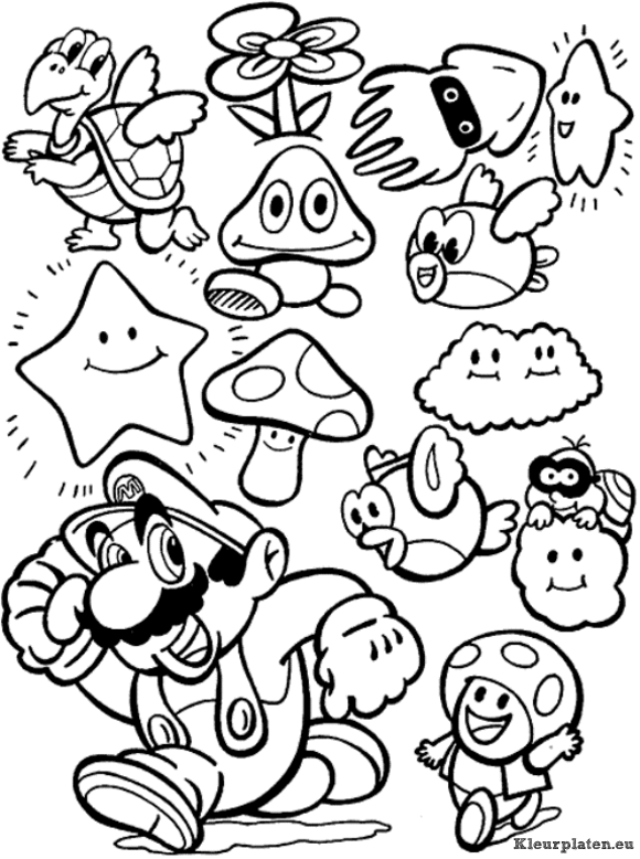 Super mario bros kleurplaten