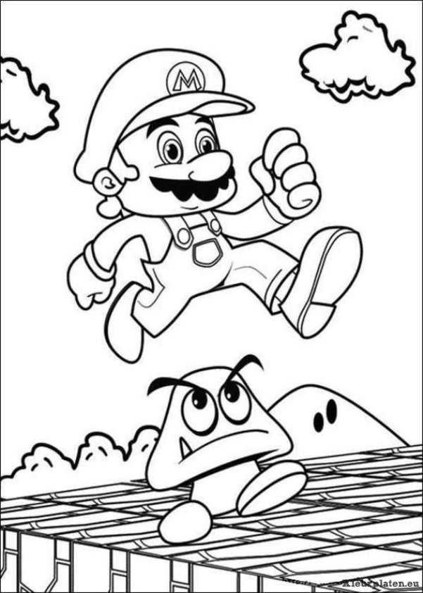 Super mario bros kleurplaten