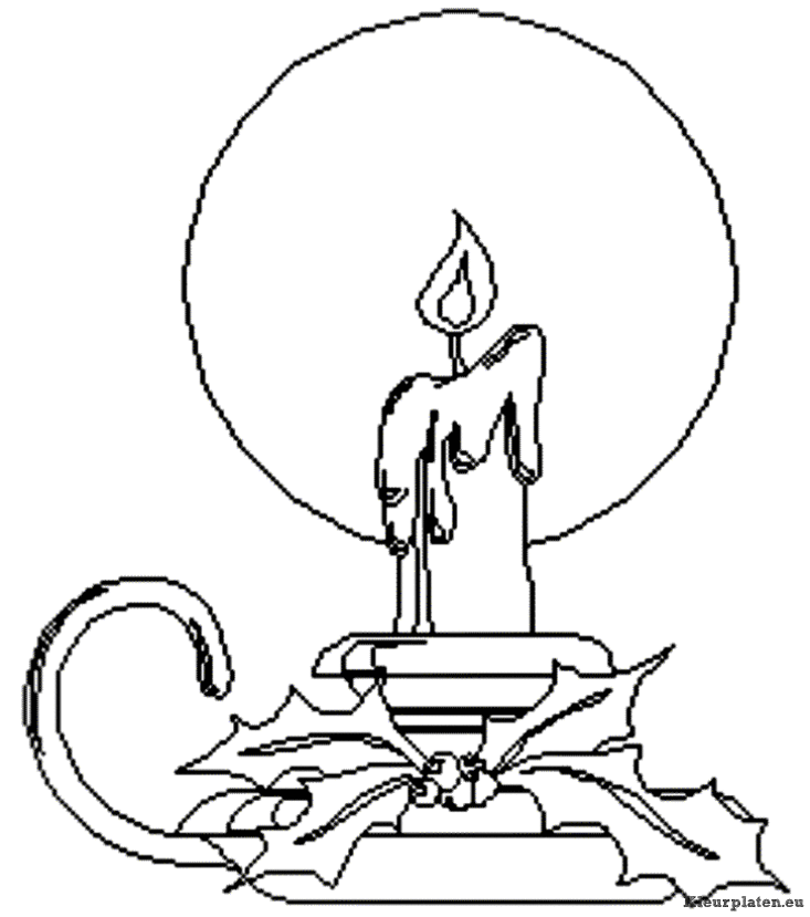 Kerst kaars kleurplaten