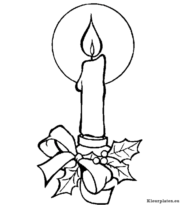 Kerst kaars kleurplaten
